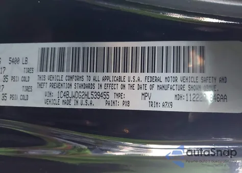 2017 Jeep Wrangler Unlimited Sport 4X4 из США, поврежденный, VIN 1C4BJWDG2HL539455